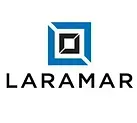 Logo for Laramar: blue and black geometric shapes with the word