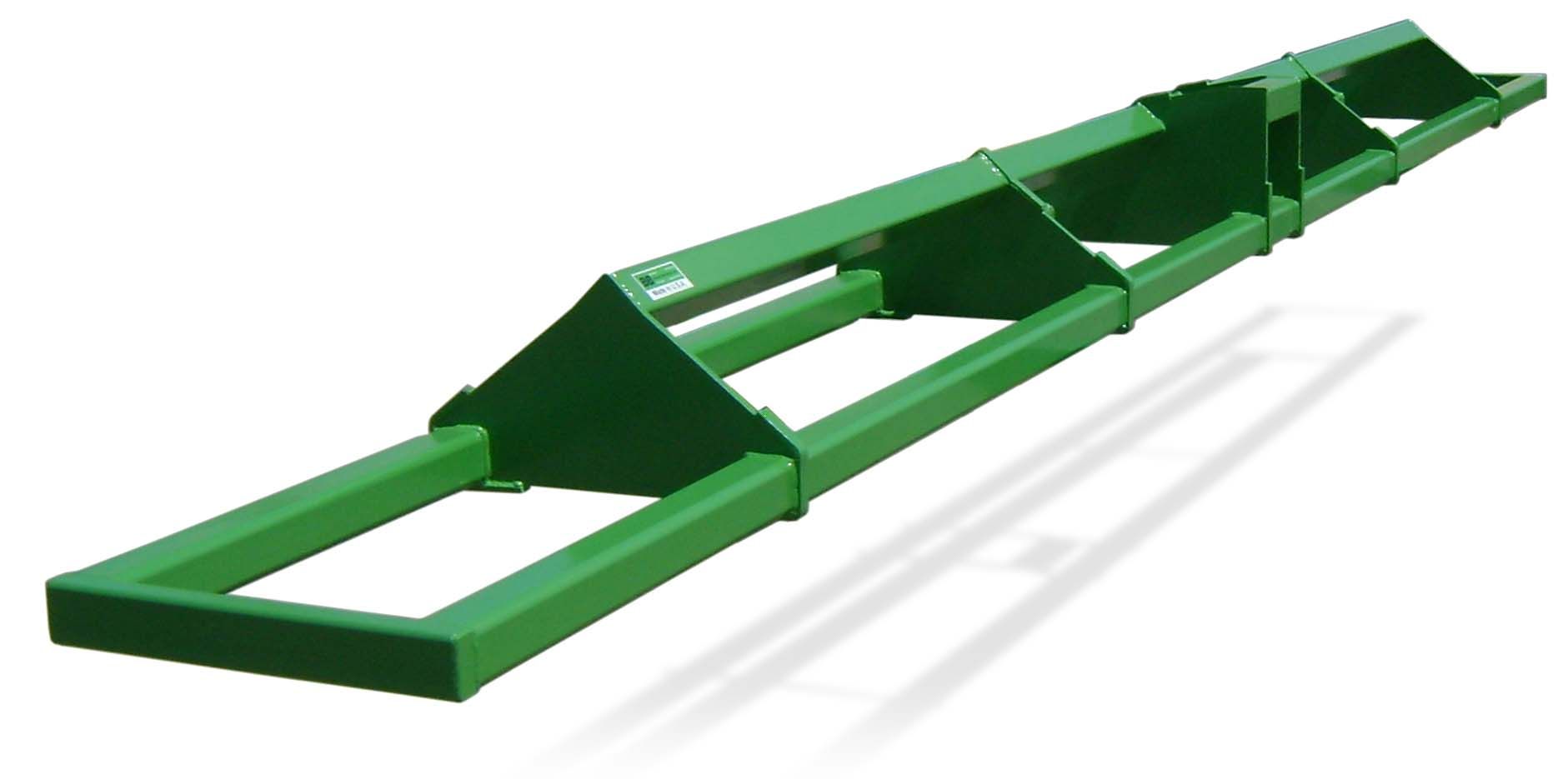 A green metal structure with a white background