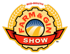 A logo for the mid-south farm & gin show