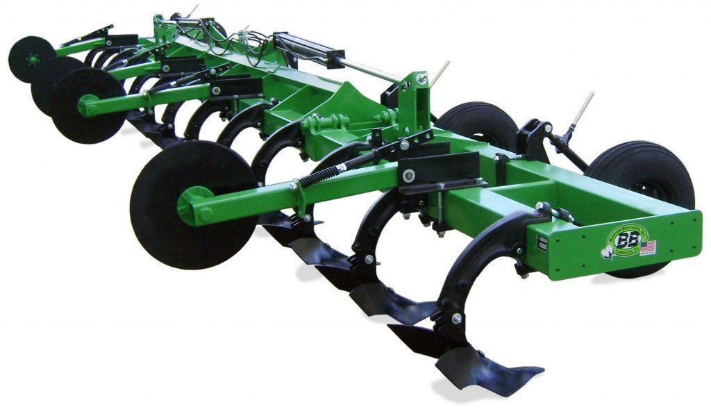 A green tractor with black wheels is on a white background.