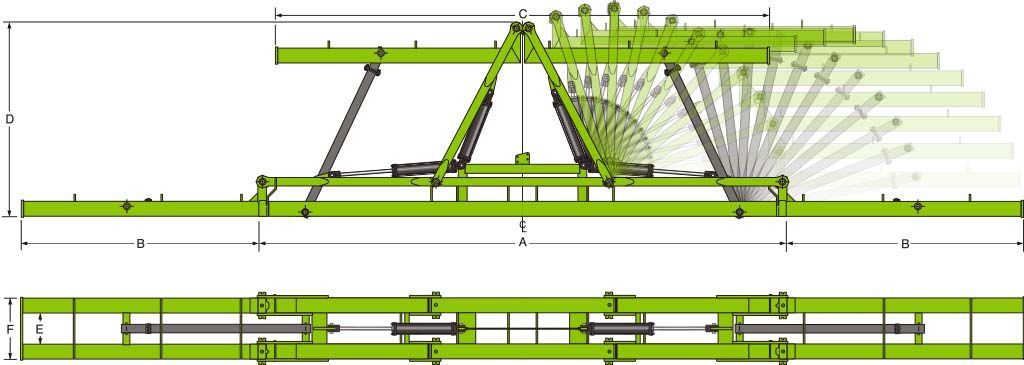 A drawing of a green bridge with a white background.