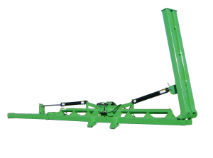 A green piece of equipment with a white background