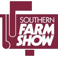 The logo for the southern farm show is red and white.