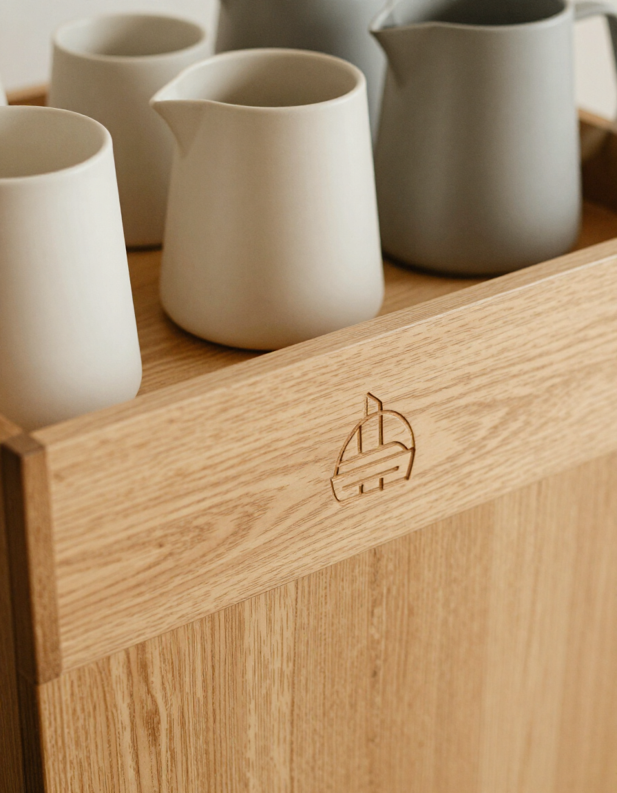 The MAWA coffee cart — natural wood, clean lines, and considered details