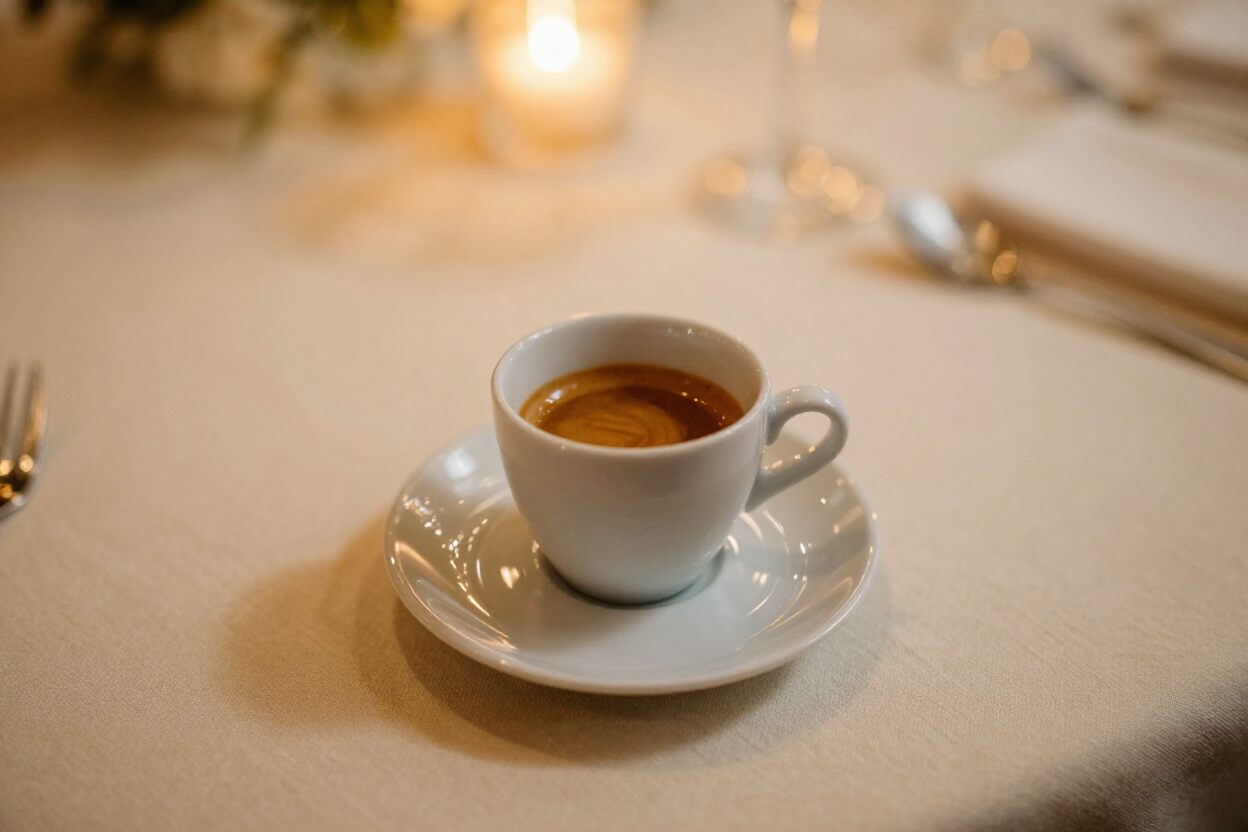 Espresso cup at a wedding reception