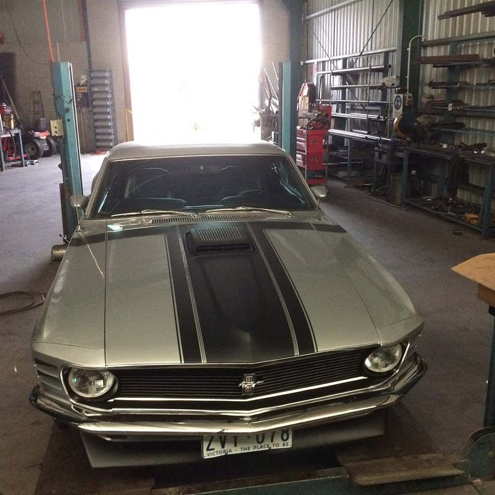 Gray Muscle Car — Wodonga Exhaust Centre in Wodonga, VIC