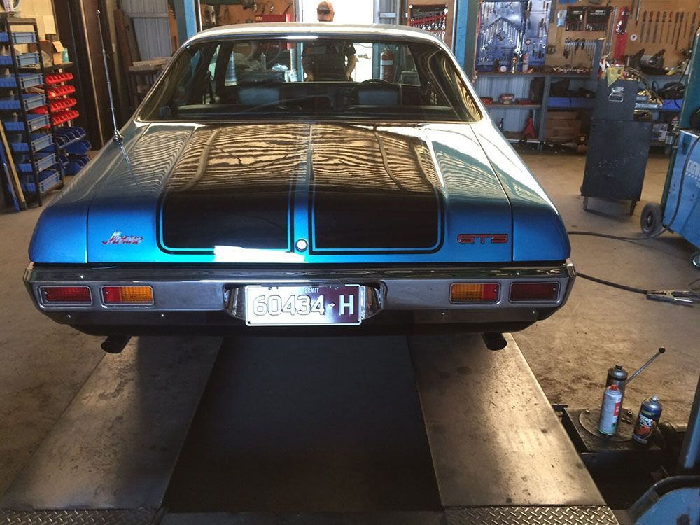 Blue muscle car — Wodonga Exhaust Centre in Wodonga, VIC