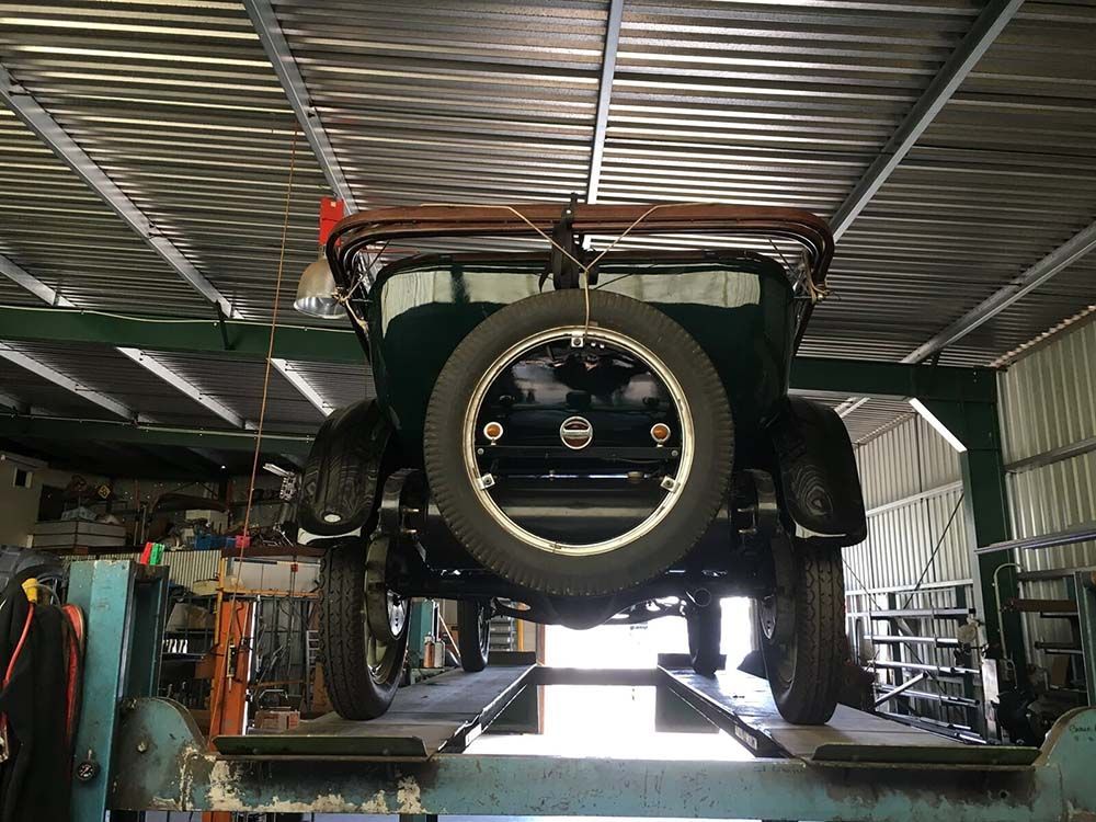 Vintage car back view — Wodonga Exhaust Centre in Wodonga, VIC