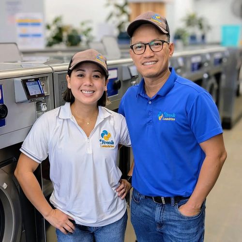 Cleo and Mary Quijano in the Fresh Laundries laundromat