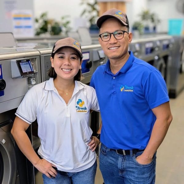 Cleo and Mary Quijano in the Fresh Laundries laundromat