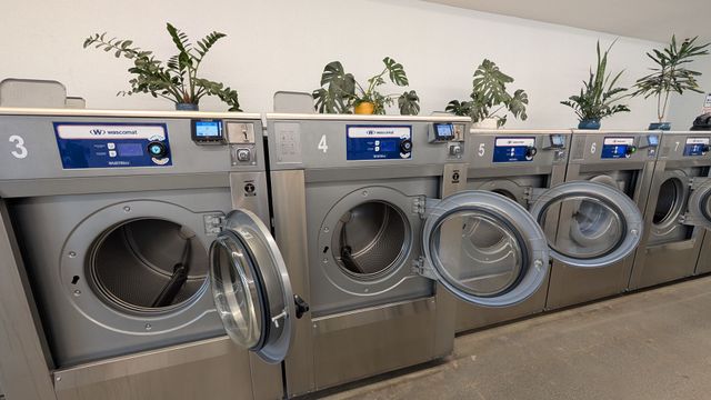 Large self-service washing machines at Fresh Laundries in Fairfield