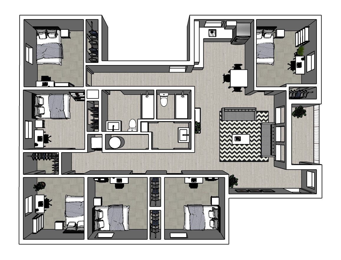 6 bed