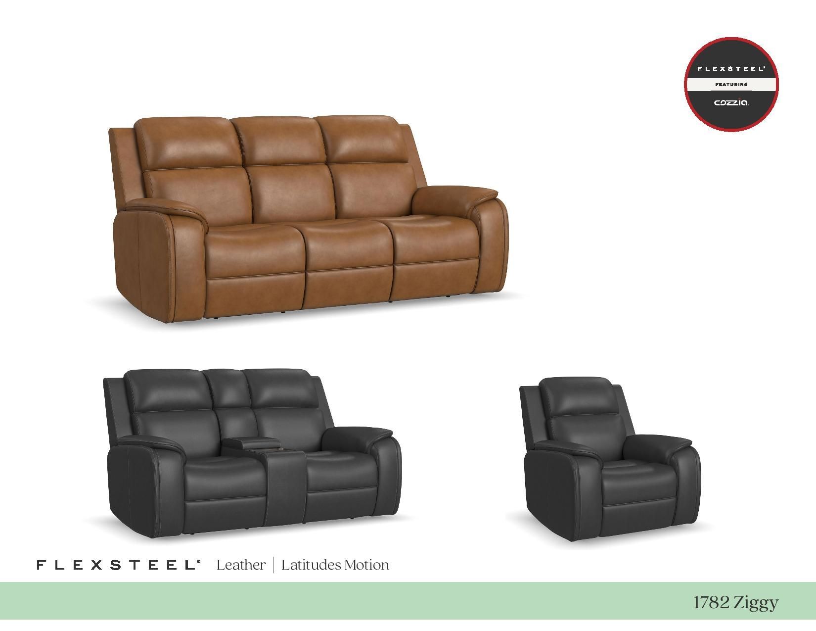 Flexsteel Ziggy Power Reclining Leather Sofa with Heat, Massage & Zero Gravity