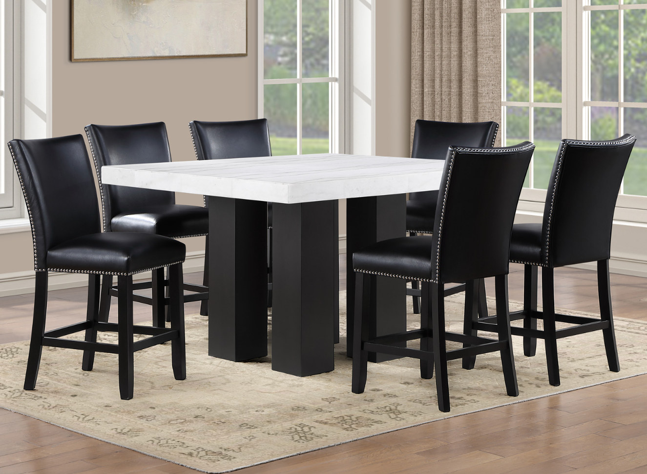 Steve Silver Artemis Rectangular Marble Dining Room Table at Peerless Furniture STL