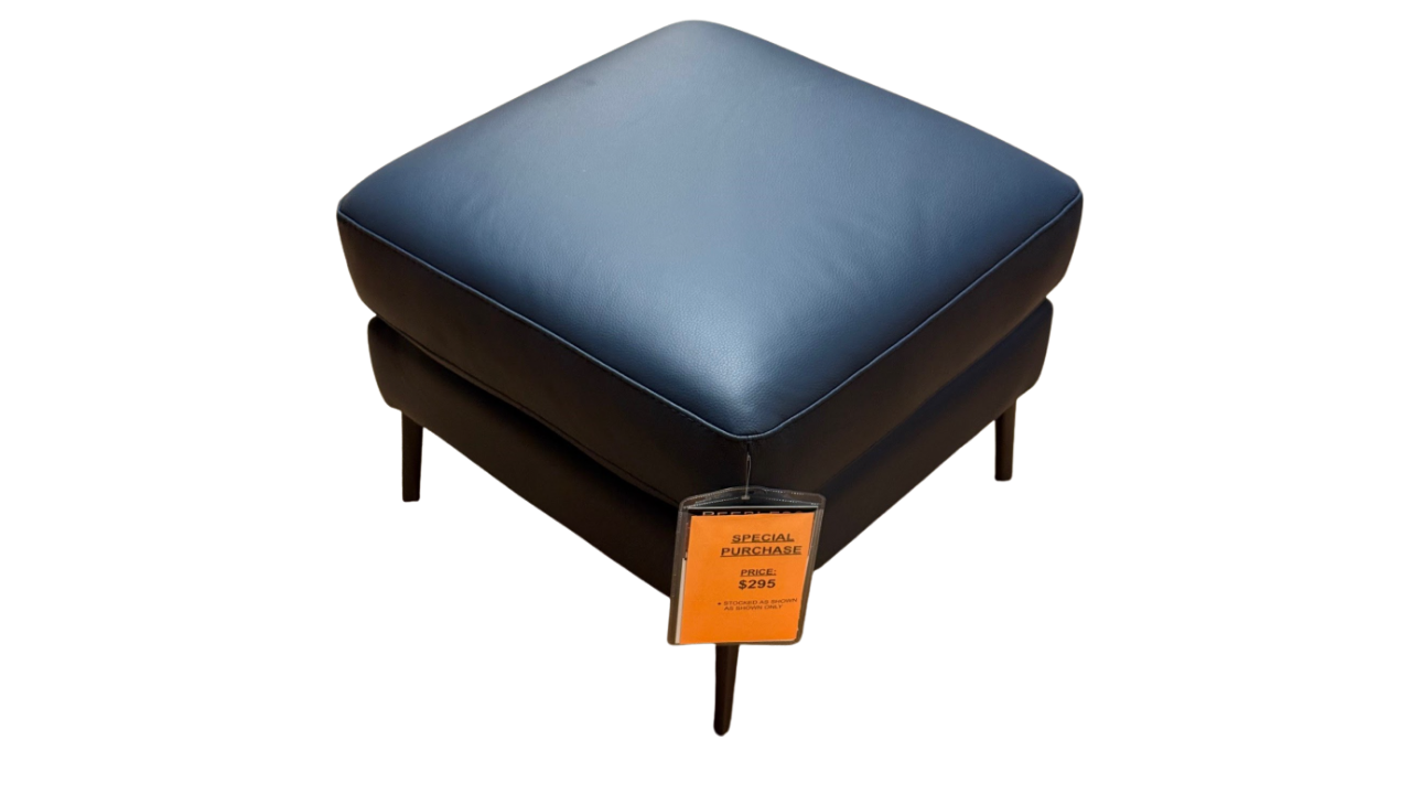 MaxDivani Ottavio Ottoman – Blue Leather St. Louis MO