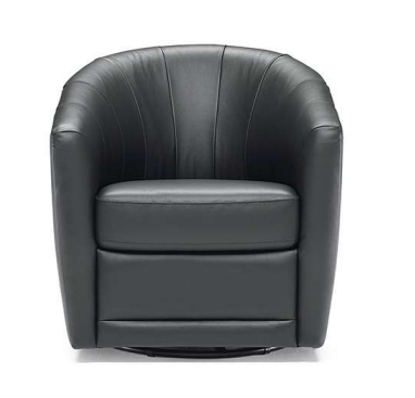 Dark gray leather swivel armchair.