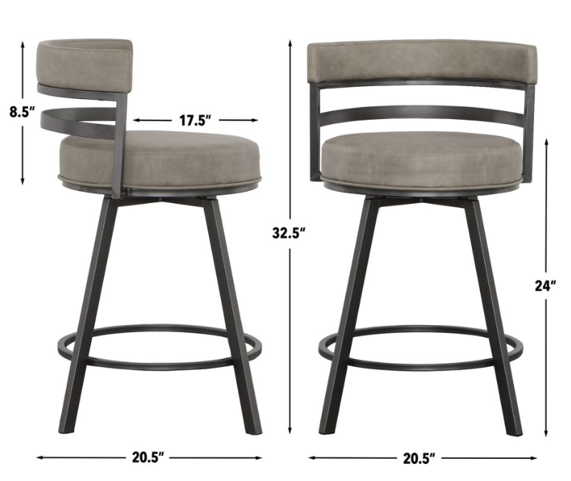Steve Silver Gene 24 Inch bar stool in Gray at Peerless Furniture STL