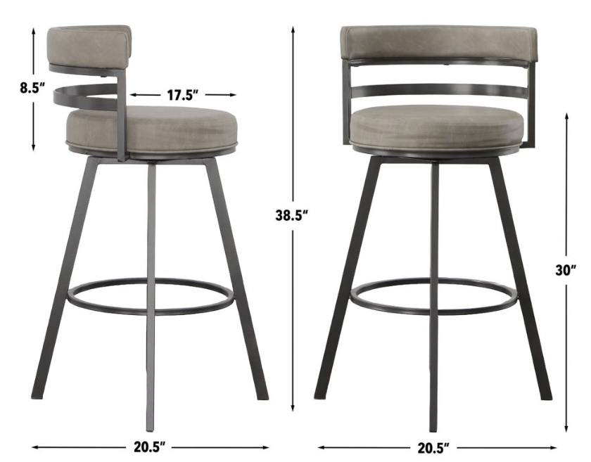 Steve Silver 30 Inch Gene Bar Stool in Gray in St Louis