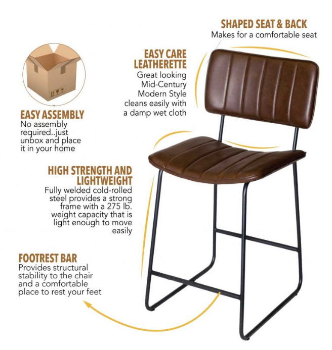 Steve Silver Tribeca 24 Inch bar stool in Cordovan at Peerless Furniture STL