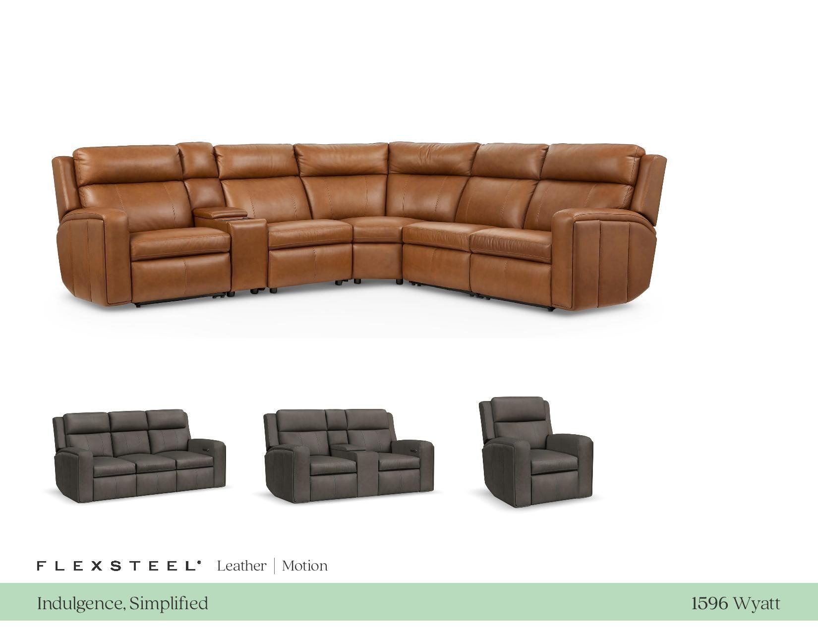 Flexsteel Wyatt Power Reclining Leather Sofa & Loveseat with Zero Gravity & Triple Power
