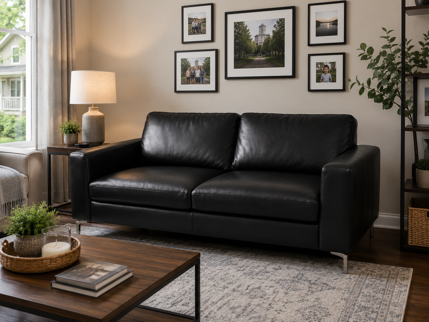 Natuzzi B845 Clearance Sofa in Black Leather