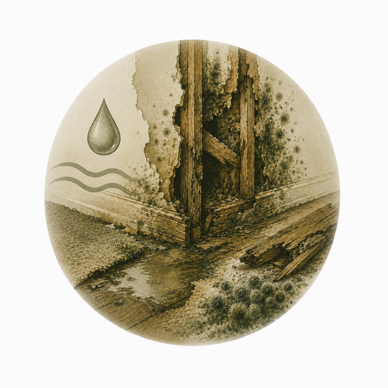 Additional moisture-related problems such as rot or further contamination