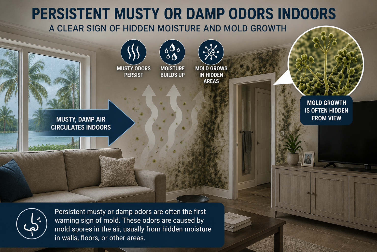Persistent musty or damp odors indoors
