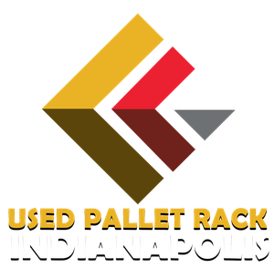 A logo for used pallet rack in indianapolis