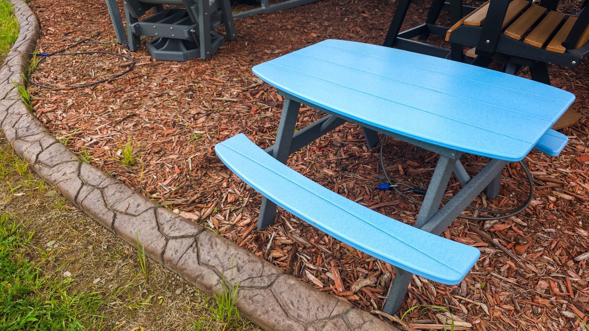 Amish Crafted Kid Picnik Table Blue Outdoor Furniture River Valley Shed Dardanelle AR