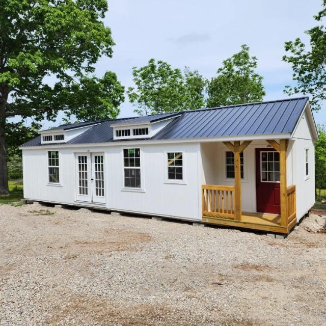 Tiny Home Portable White Black Deck System River Valley Shed Dardanelle AR