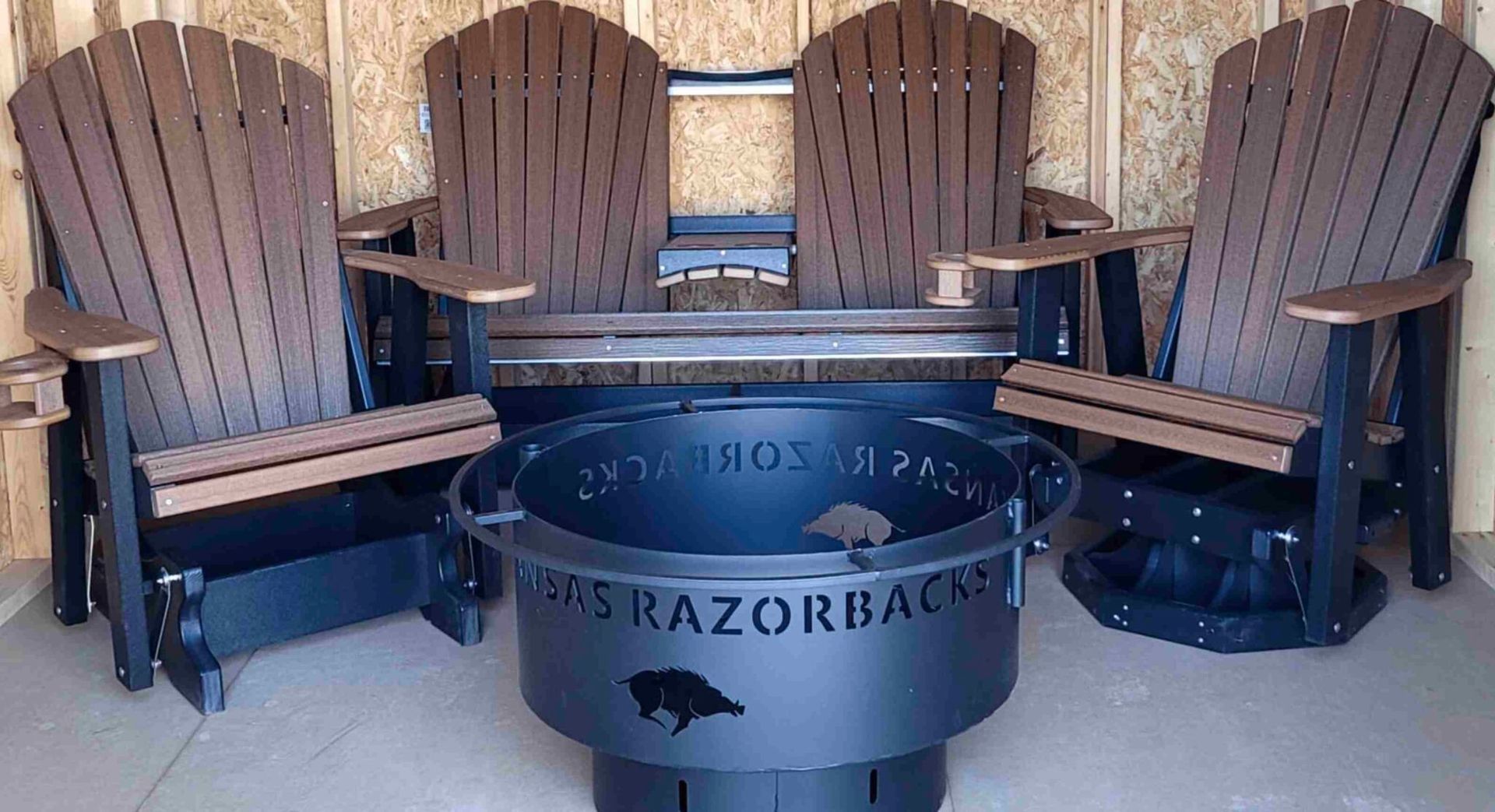 Razorback Metal Fire Pit Chair Set Amish Patio Furniture River Valley Shed Dardanelle AR