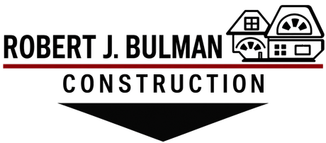 Robert J. Bulman Construction logo with house icons and a black downward arrow