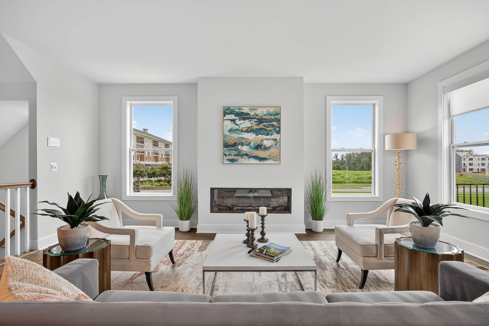 Staged living area with greenery