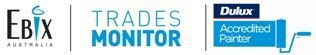 EBix Australia Trades Monitor logo with Dux Accredited Installer badge on white background