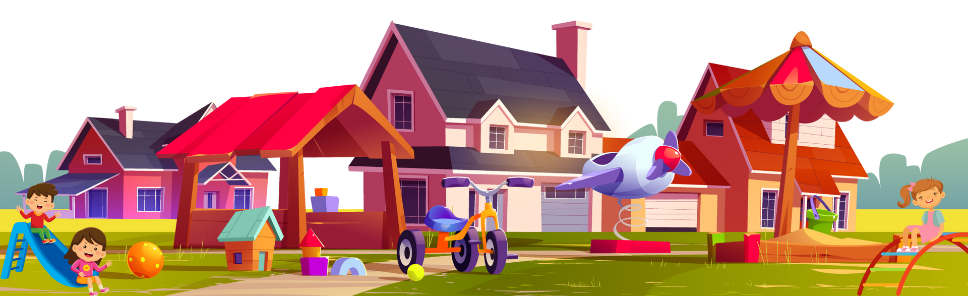 Illustration of kids playing