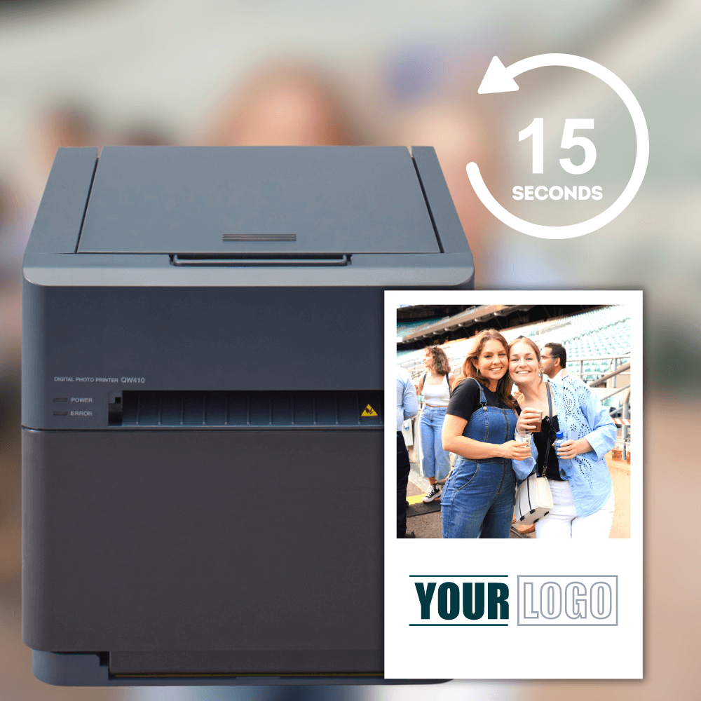Polaroid photographer takes photo at event