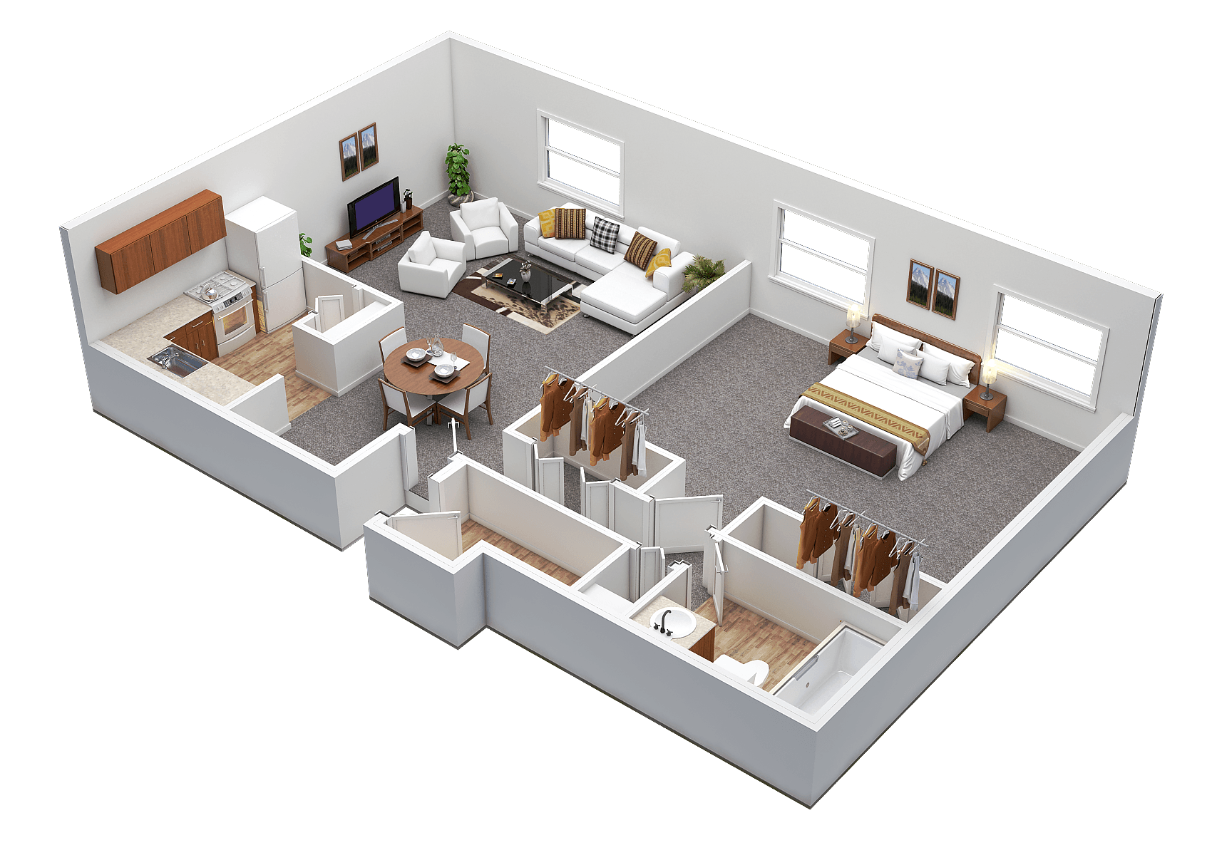 Floor Plan - 1 Bed 1 Bath