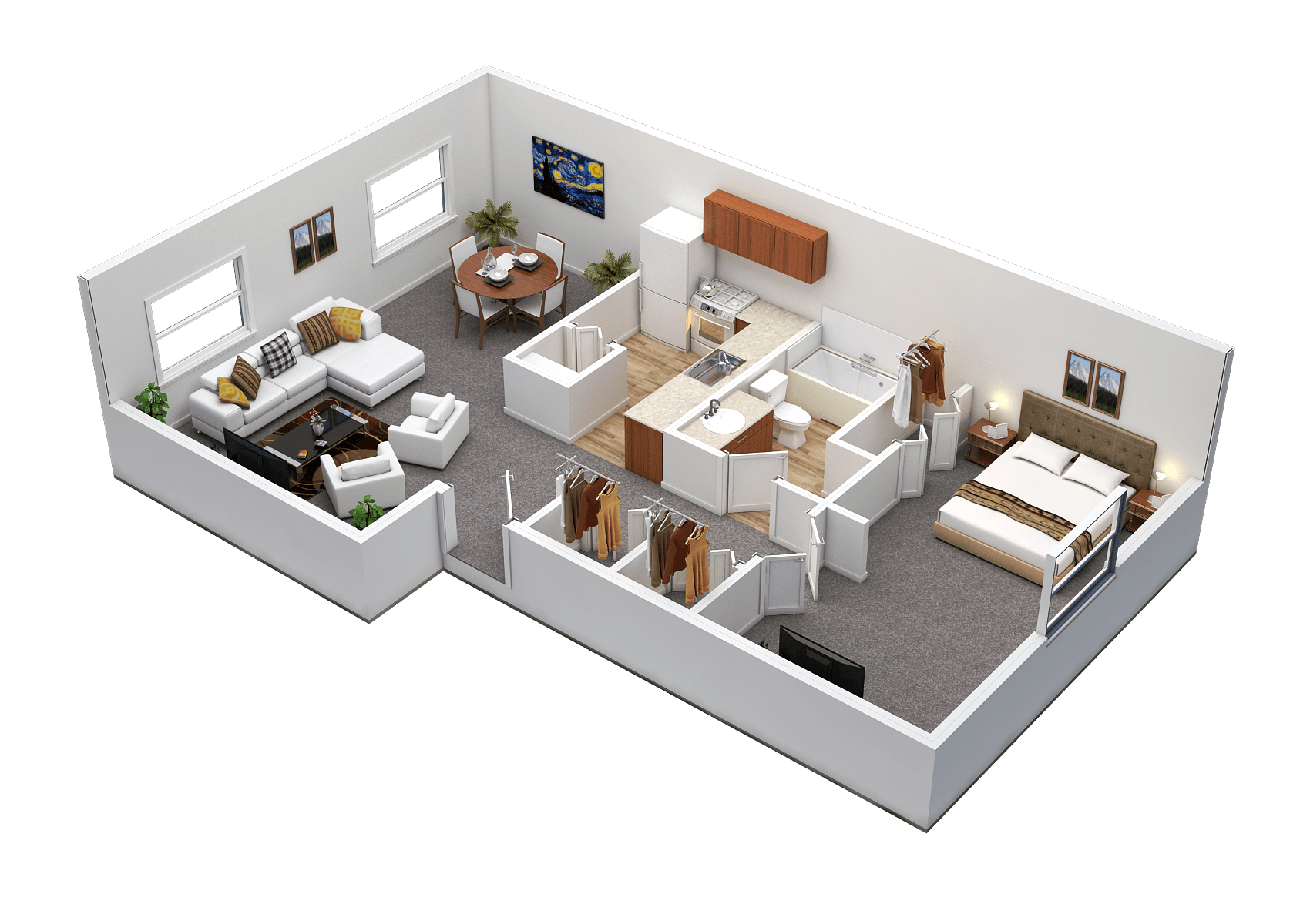 Floor Plan - 1 Bed 1 Bath