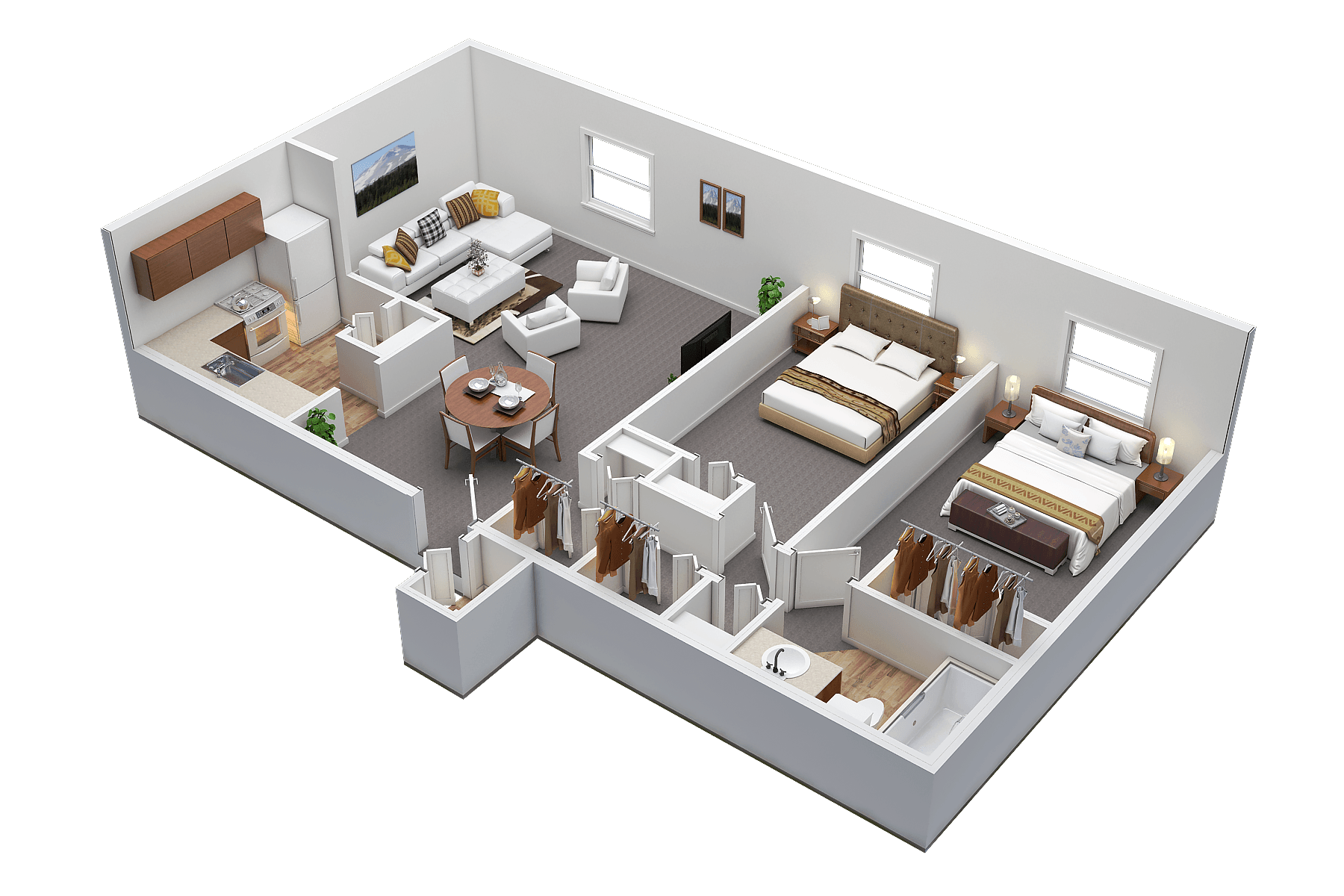 Floor Plan - 2 Bed 1 Bath