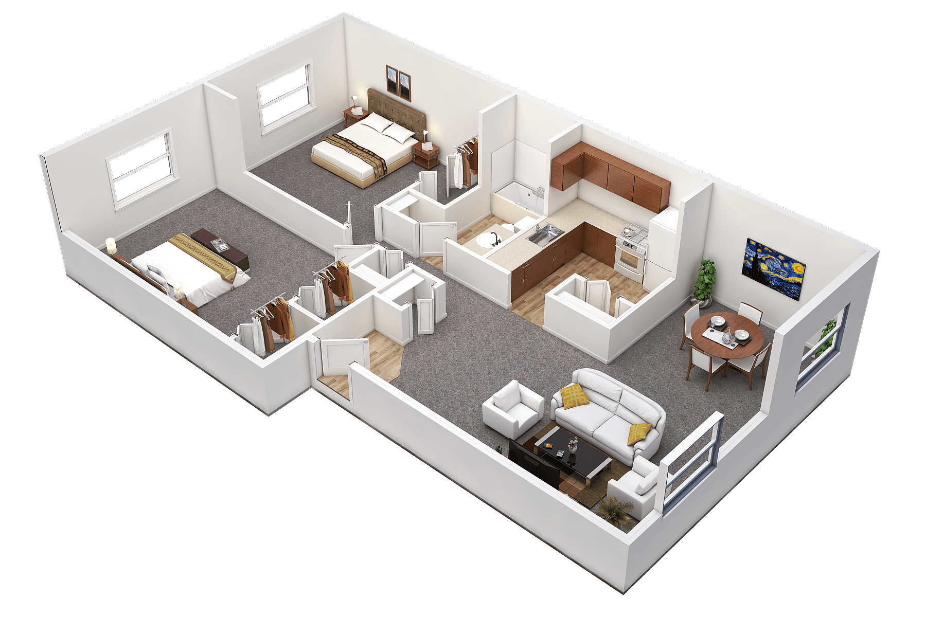Floor Plan - 2 Beds 1.5 Baths