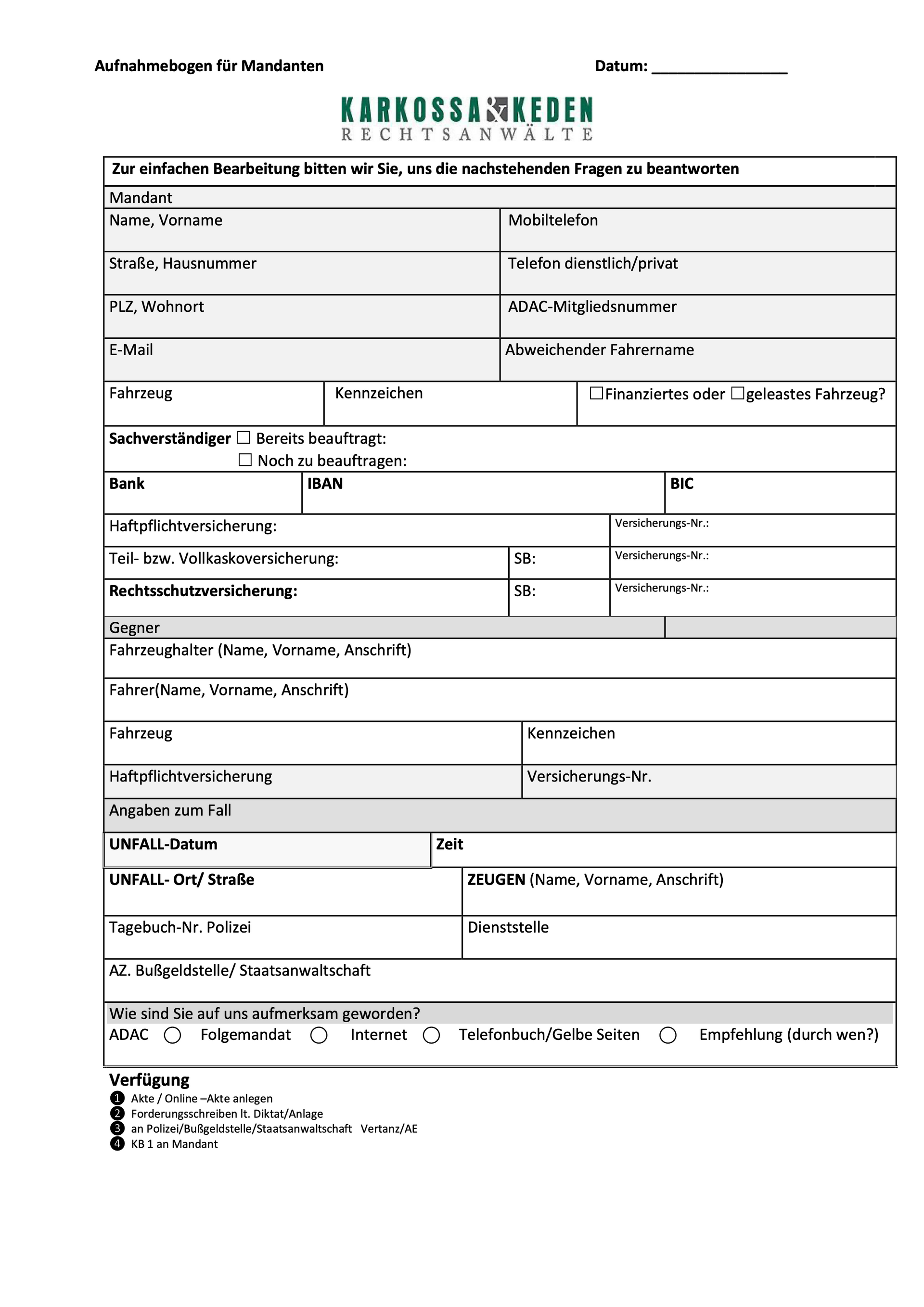 Formular mit Feldern für persönliche Informationen.