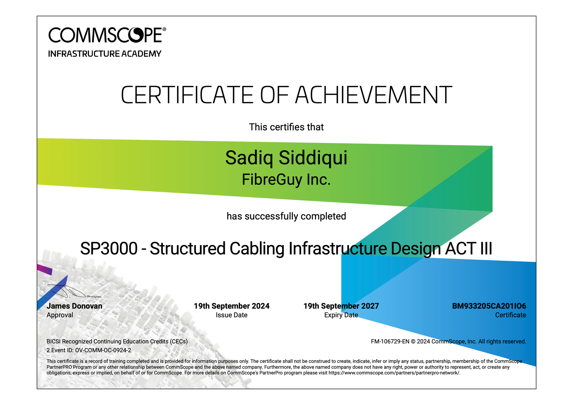 A certificate of completion from anixter university