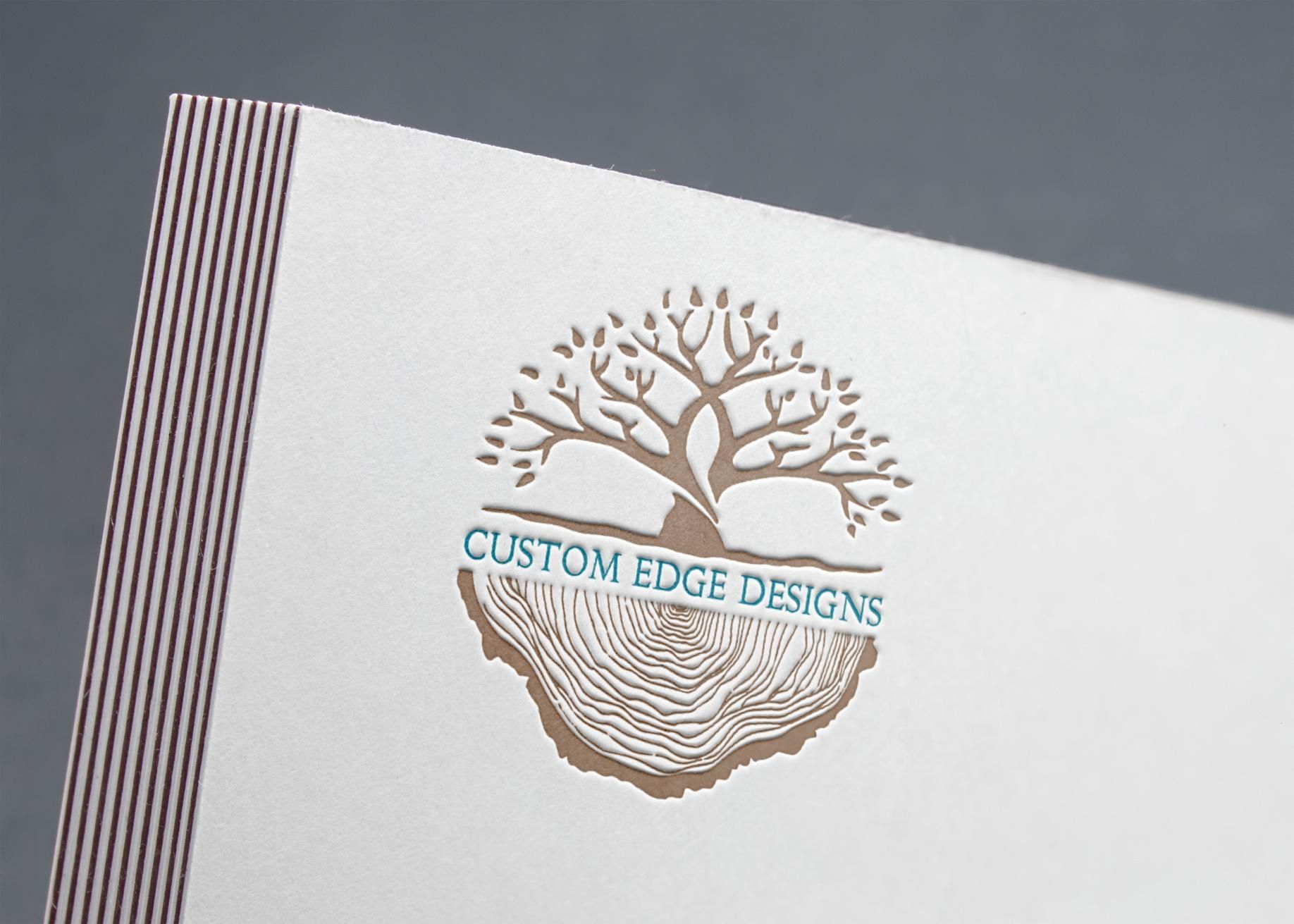 A Piece Of Paper With A Tree On It That Says Custom Edge Designs — JW Signs and Designs In Mount Isa, QLD