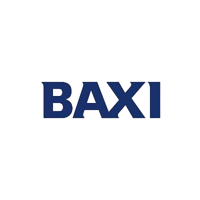 Logotipo azul de la marca BAXI sobre fondo blanco