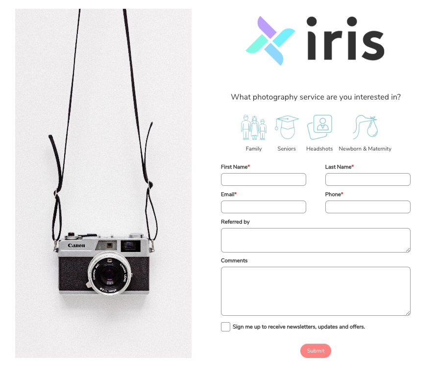 Iris works leads page