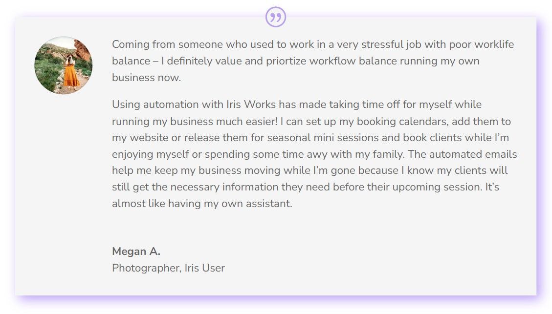 A screenshot of a testimonial from a customer.