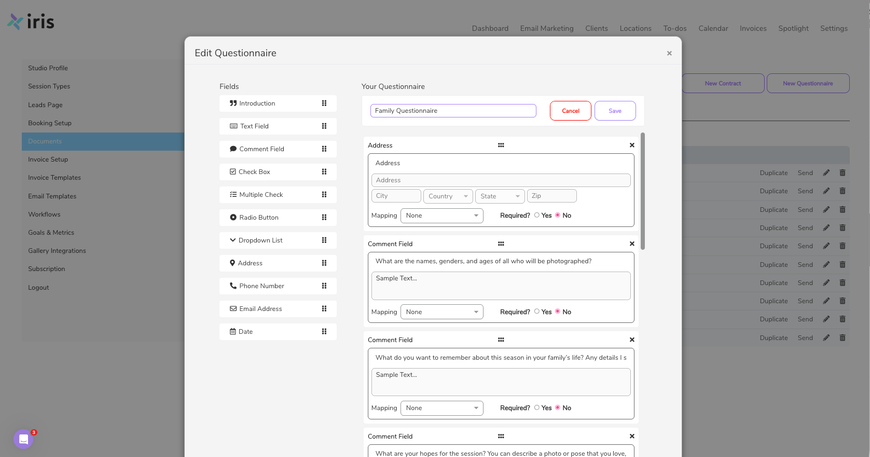 A screenshot of a website with a list of items on it.