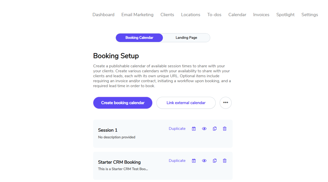 Iris works booking calendar