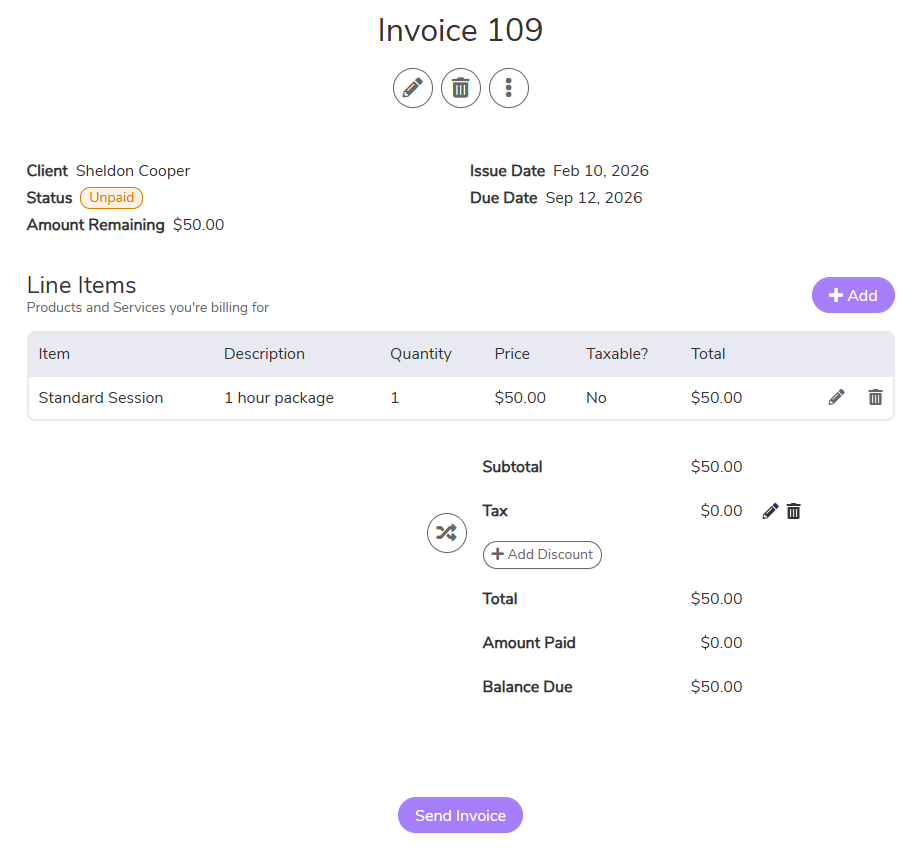 Iris works invoice