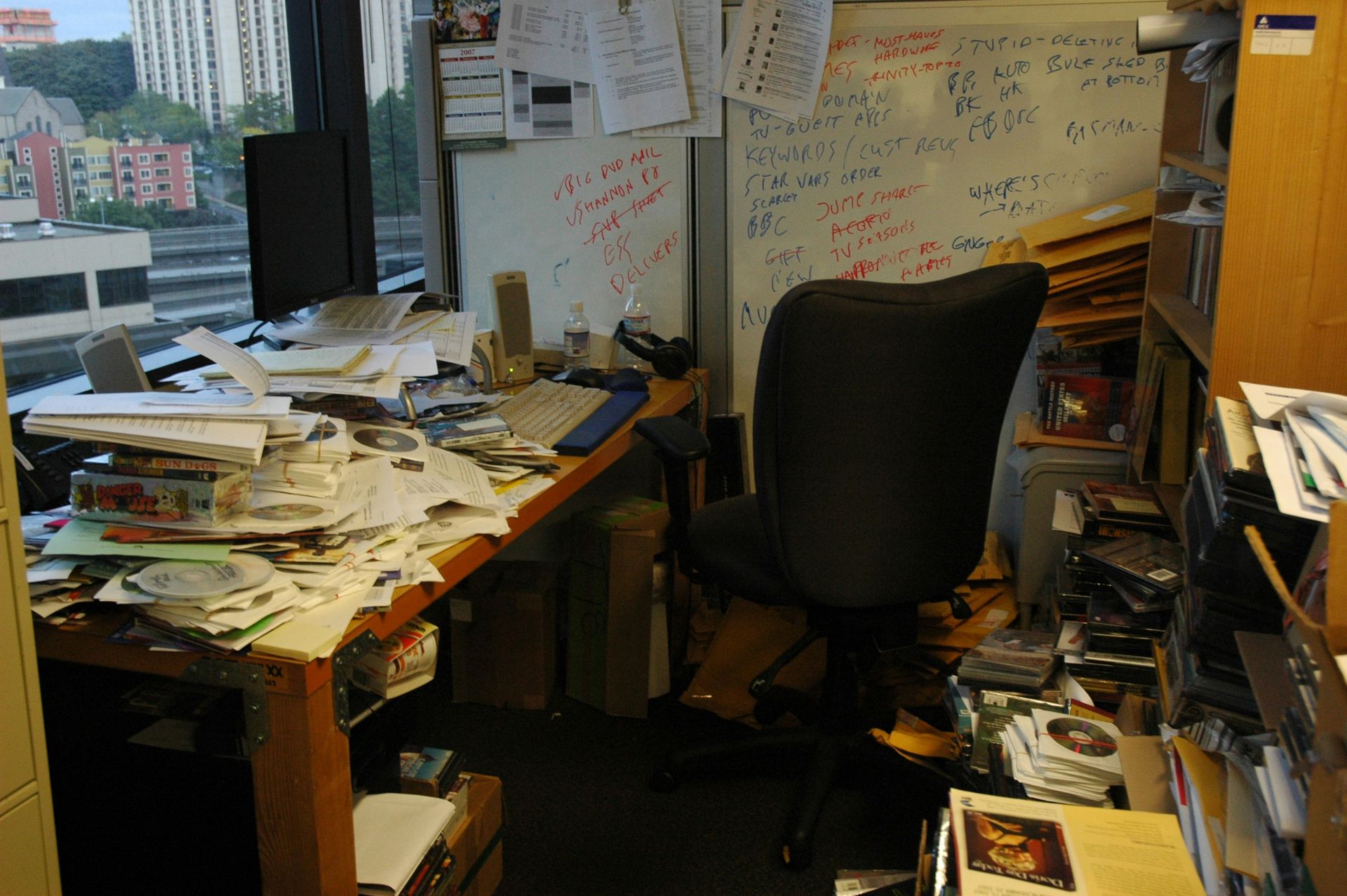disorganized desk